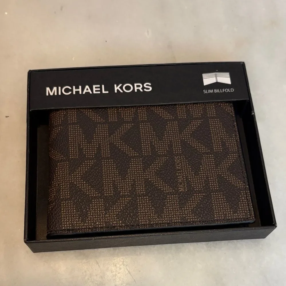 Michael Kors Wallet Leather Coated Canvas Signature Men's Slim Billfold Monogram